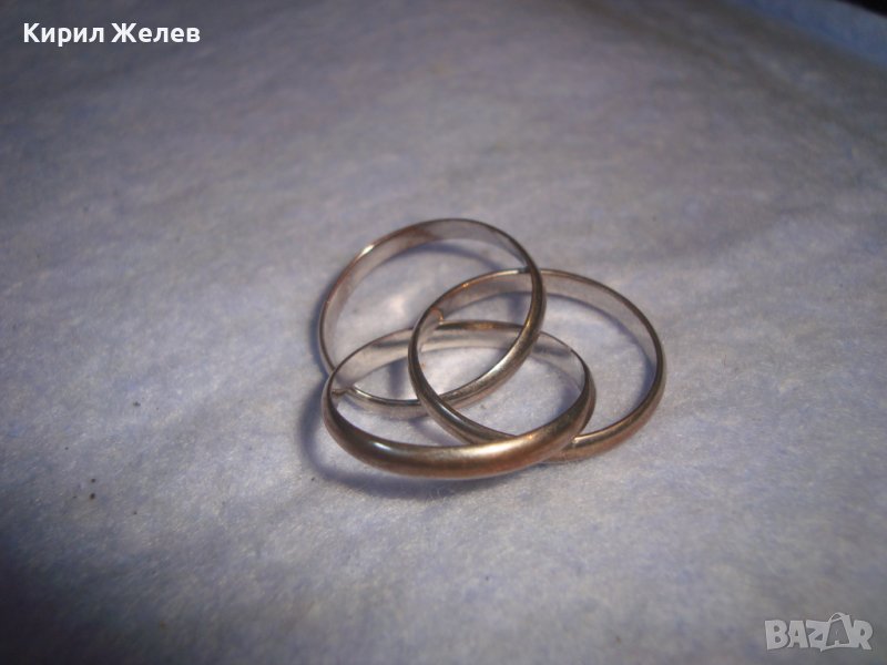 ИНТЕРЕСЕН СТАР ТРОЕН РАЗДВИЖЕН АРТ МОДЕЛ ПРЪСТЕН ПОСРЕБРЕНА МЕД 27660, снимка 1