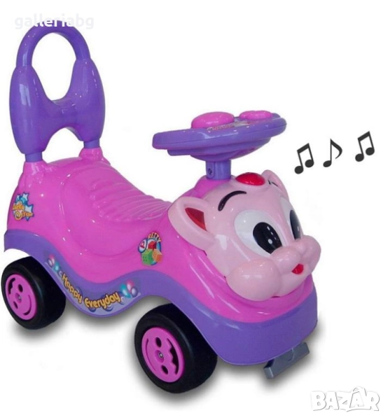 Детска возилка с музика — розова количка за яздене, до 15 кг, снимка 1