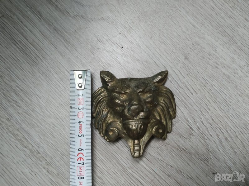 БРОНЗОВА АПЛИКАЦИЯ-ЛЪВСКА ГЛАВА, снимка 1
