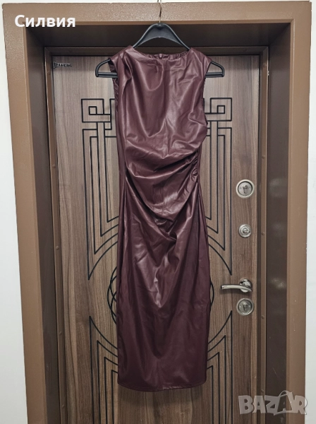 Нова червена дълга лъскава кожена рокля "Shein" / "Шейн", размер S, снимка 1