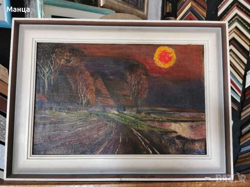 Стара авторска картина масло, снимка 1