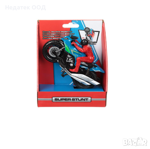  Игра с мотори, моторист с червен костюм, каскадьор, снимка 1