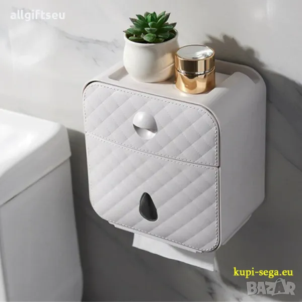 Водоустойчива поставка за хартия и чекмедже за съхранение на тоалетни принадлежности, снимка 1