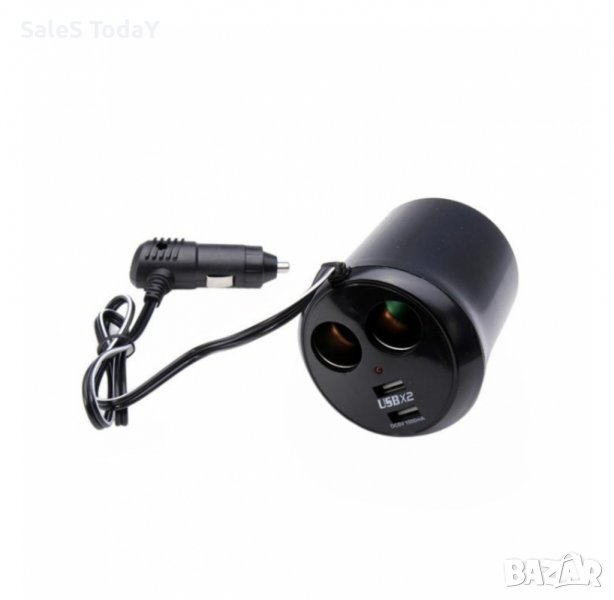 Разклонител за запалка. 2 гнезда за запалка и 2 USB порта, снимка 1