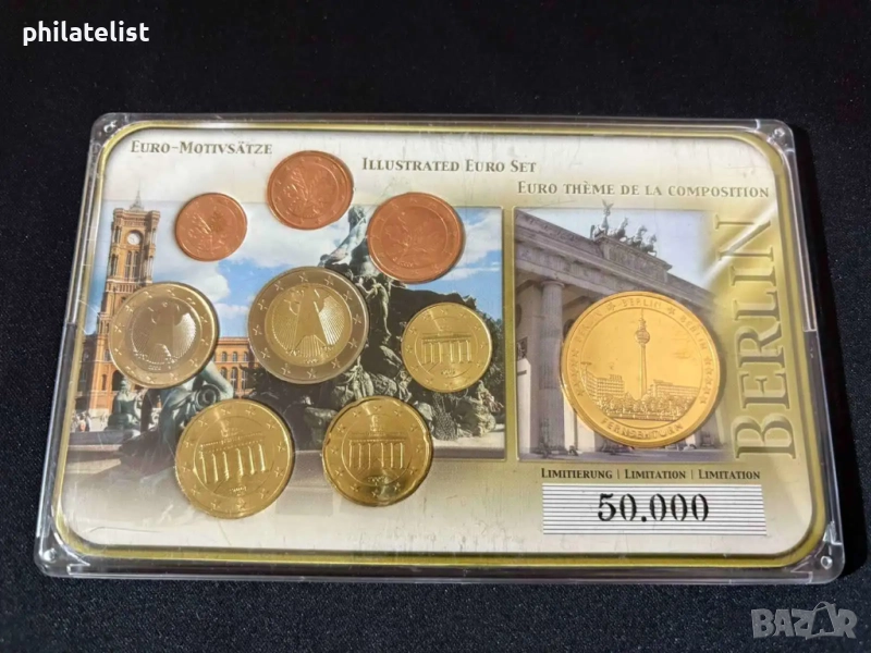 Германия 2002 – 2009 - Евро сет , 8 монети + възпоменателен медал Кулата в Берлин, снимка 1