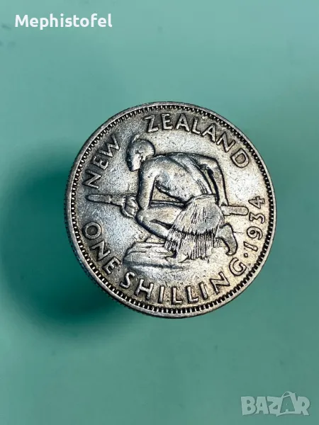 1 шилинг 1934 г, Нова Зеландия - сребърна монета, снимка 1