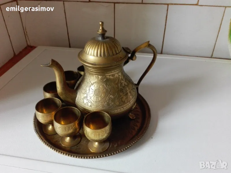 Месингов сервиз и други съдове., снимка 1