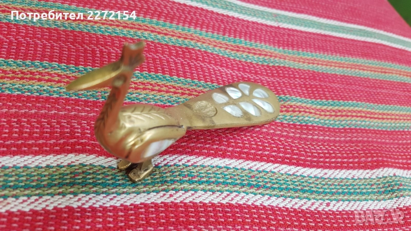 Бронзова статуетка паун обувалка, снимка 1