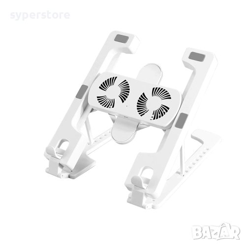 Поставка за лаптоп Стойка за лаптоп Digital One SP00507 H688с вентилатори бяла сгъваема с калъф, снимка 1