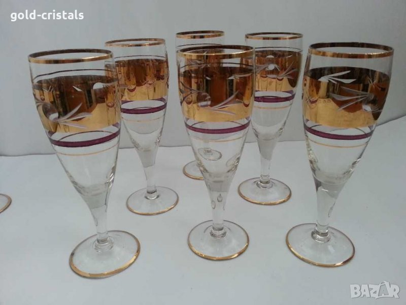 антикварни чаши с позлата  гравирани, снимка 1