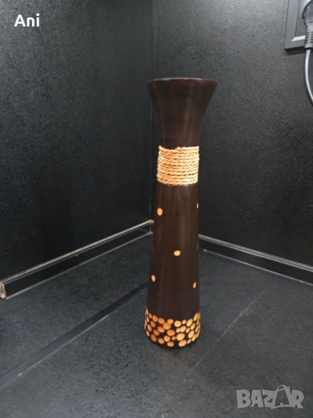 Бамбукова ваза на точки , снимка 1