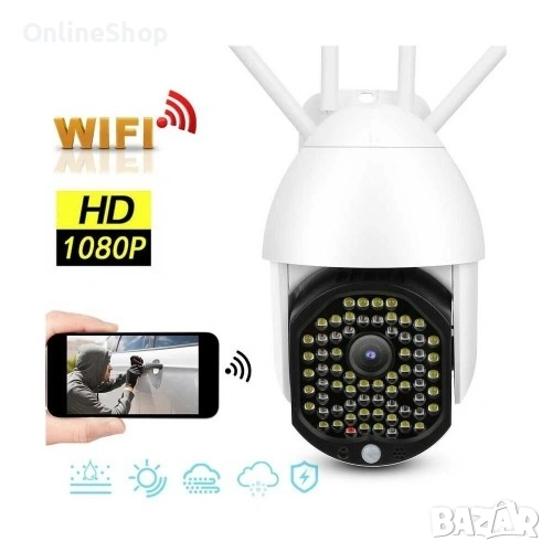 ПРОМО!!! Водоустойчива WIFI FULL HD 68 LED 320° въртяща се камера, снимка 1