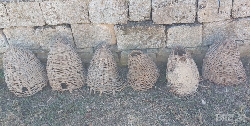 6 броя (шест) стари пчелни кошера, плетени, пчелен кошер, кошери, кош, мивка, кантар, снимка 1