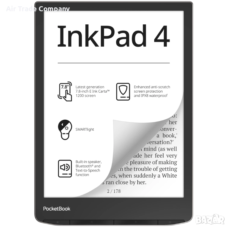 Електронен четец PocketBook InkPad 4, сребърен, снимка 1