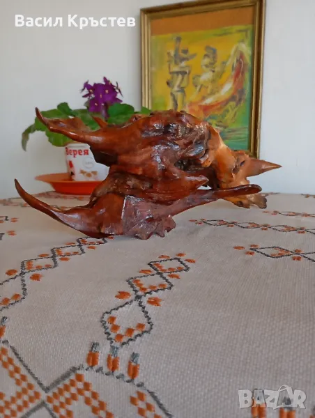 Скулптура, Пластика от дърво, "Приливни вълни",   уникат, ръчна изработка, 1988 г., снимка 1