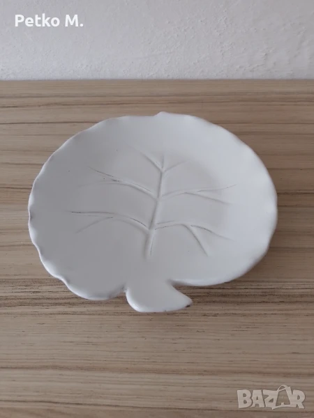 Чиния листо 22 см - бял, без шарка, снимка 1