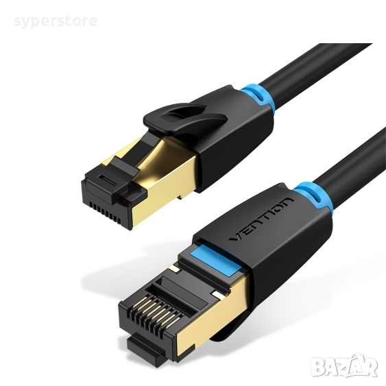 Кабел Vention IKABF, За Лан мрежа, Черен, 1м, Екраниран, SFTP CAT-8, 40Gb/s, снимка 1