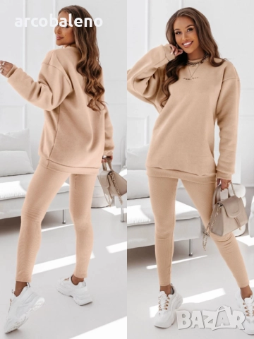 Дамски комплект суитшърт и клин с лого на Chrisa, 3цвята , снимка 10 - Комплекти - 51957143