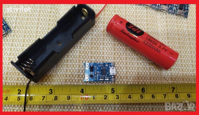 Контролер Литиева батерия Модул зареждане Платка за 5V 1A 18650 TP4056 micro USB +Кутия за  батерии , снимка 8 - Друга електроника - 39460955
