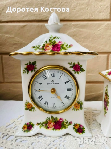 ROYAL ALBERT красиви часовници от костен порцелан от Англия, снимка 8 - Антикварни и старинни предмети - 53881745