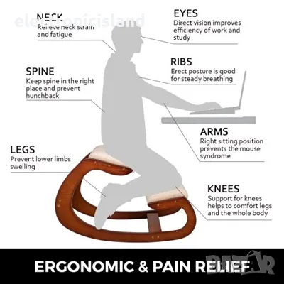 Стол за активно седене табуретка с подпора за колене, анти стрес, за правилна стойка, тегло до 150кг, снимка 7 - Столове - 49654151