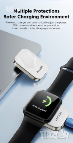 Toocki Преносимо магнитно безжично зарядно устройство за Apple Watch 7 SE 6 5 4, снимка 3 - Смарт часовници - 42288911
