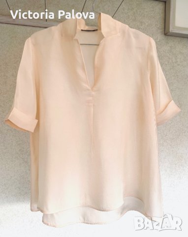 COS Швеция интересна блуза кроп-камбанка кайсиев цвят, снимка 9 - Корсети, бюстиета, топове - 42363326