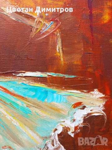 Ярка авторска картина рисувана с маслени бои върху платно , снимка 6 - Картини - 44729052