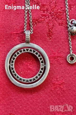 Сребърно колие Pandora, с въртящи се рингове, снимка 4 - Колиета, медальони, синджири - 50327448