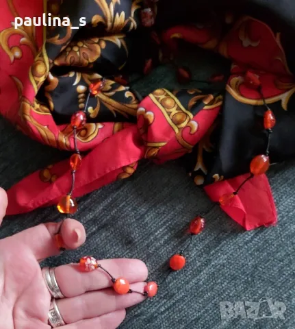 Винтидж / Шалове / Шал солей, фишу / Шал в червен ройал принт / гердан от мурано стъкло , снимка 8 - Шалове - 47205566