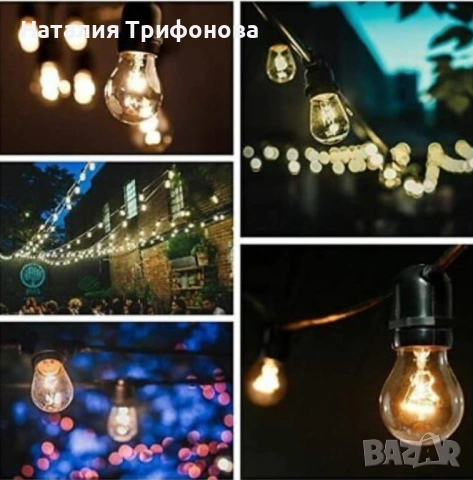 Водоустойчив гирлянд за външно осветление с 10 броя LED крушки, снимка 4 - Лед осветление - 54090392