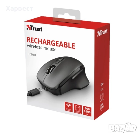 Trust Themo мишка Офис Дясна ръка РЧ безжичен Оптически 1600 DPI 