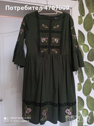 Продавам рокля - маслено зелена. Размер L