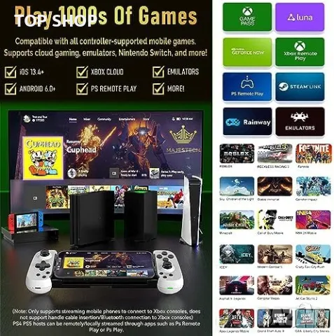 Нов Мобилен Гейм Контролер 2023 За игри iPhone и Android Bluetooth, снимка 7 - Друга електроника - 49945152