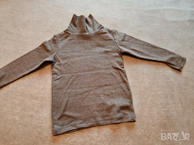 1-2г 92см Блуза с дълъг ръкав, поло, памук, сива, без следи от употреба 