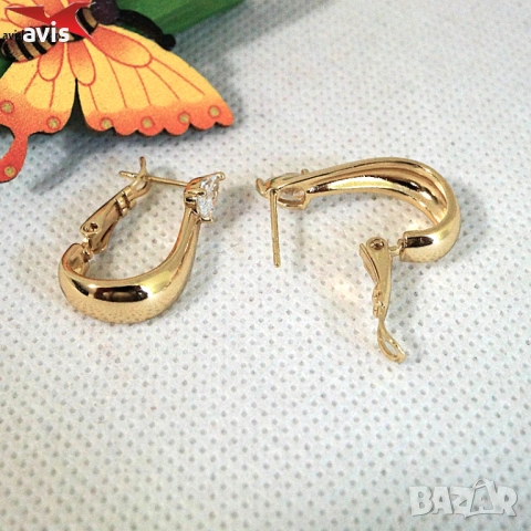 Обеци с 14К златно покритие 2141893, снимка 2 - Обеци - 54117763