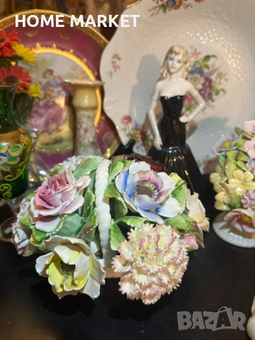 Royal Doulton England  Circa 1966 - “ Грандиозната цветна кошница” - порцеланова кошница с цветя, снимка 11 - Антикварни и старинни предмети - 52734661