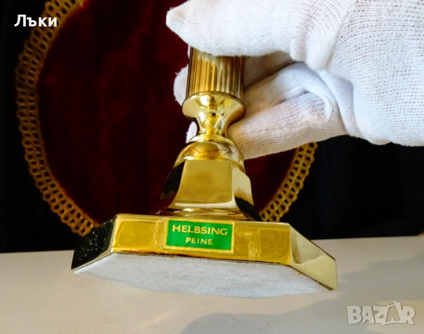 Позлатен бронзов свещник Helbsing Peine 30 см. , снимка 3 - Антикварни и старинни предмети - 53990095