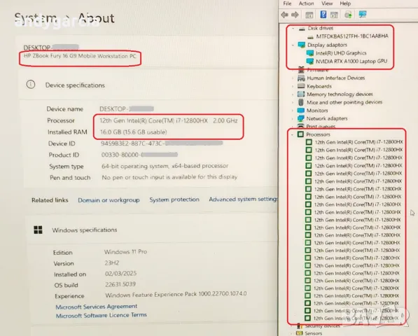 HP ZBook Fury 16 G9/Intel Core i7-12800HX/NVdia RTX A1000 4GB/16GB RAM/512GB SSD NVMe , Гаранция , снимка 12 - Лаптопи за работа - 49560472