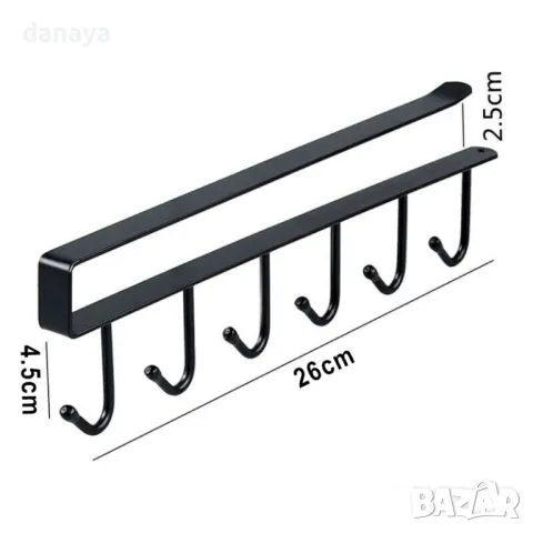 1035 Кухненска метална закачалка за чаши и прибори закачаща се поставка за рафт, снимка 4 - Органайзери - 49752762
