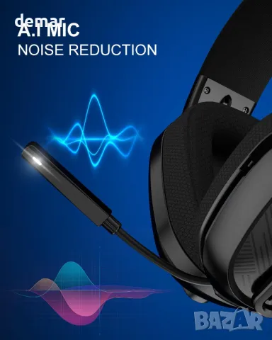 JIMYIU Безжични слушалки за игри с шумопотискащ микрофон, 2,4 GHz и Bluetooth, 50 часа батерия, снимка 4 - Bluetooth слушалки - 49546448