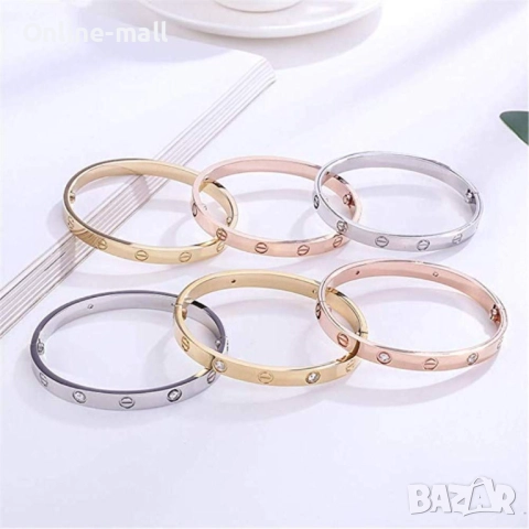 Луксозна гривна Cartier LOVE + отвертка златна, сребърна, розово злато, снимка 5 - Гривни - 52424360