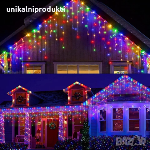Коледна външна LED завеса 3м, флаш ефект, водоустойчива IP65