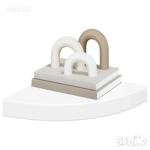 vidaXL Окачени ъглови рафтове, 4 бр, бели, 25x25x3,8 см, МДФ, снимка 4 - Етажерки - 56146818