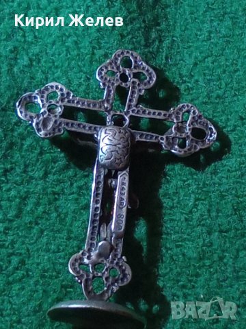 СТАРО НАСТОЛНО СРЕБЪРНО РАЗПЯТИЕ СРЕБРО 800 СРЕБЪРЕН КРЪСТ СТАТУЕТКА МАЙСТОРСКА РЯДКАИЗРАБОТКА 25111, снимка 2 - Антикварни и старинни предмети - 34853084