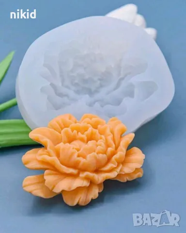 3D Розов Божур цвете силиконов молд форма фондан смола гипс шоколад декор