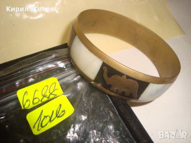 СТАРА ТИБЕТСКА БРОНЗОВА ГРИВНА с РОГ и СЕДЕФ и СЛОНЧЕ - МЕСИНГ 6688