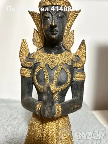 Тайландска бронзова фигура на танцьорка/ Буда, снимка 7 - Антикварни и старинни предмети - 48479767