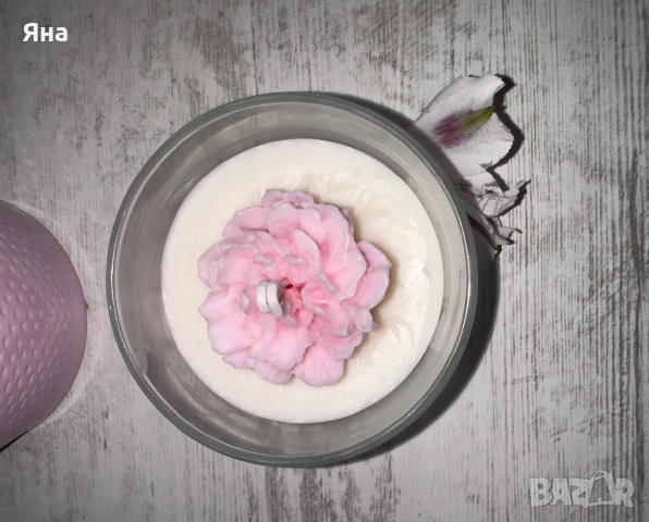 Свещ цвете ръчно изработена, снимка 1