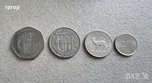 Мавриций. 20 цента. 1/2 , 1 и 10 рупии. 4 бройки. 1991 - 2016 година.